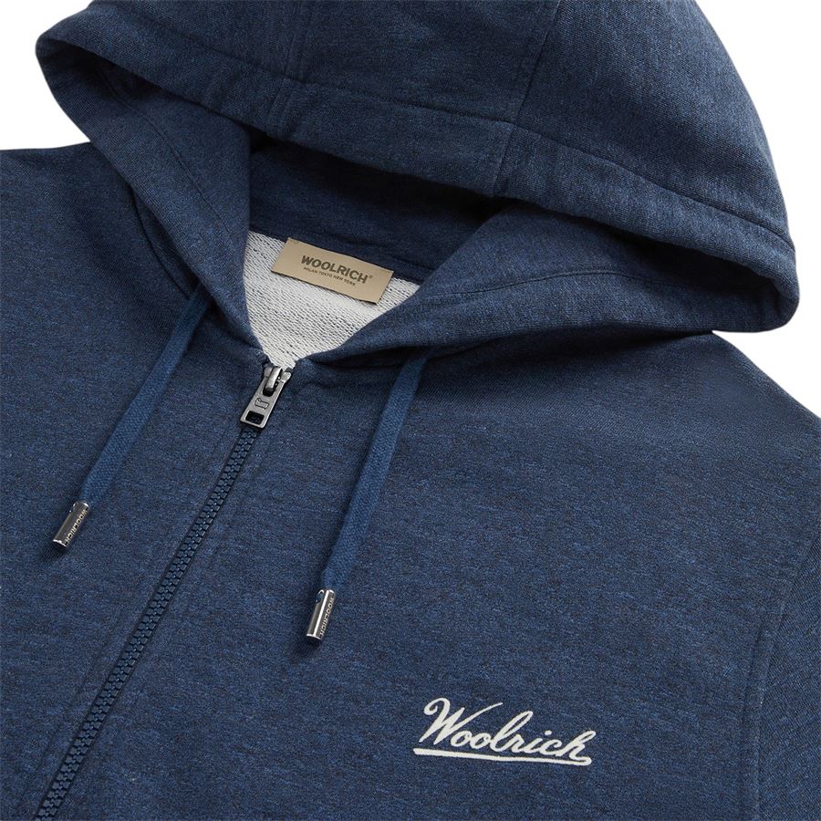 Felpa con cappuccio in puro cotone mouliné con zip da uomo Woolrich | CFWOSW02653989